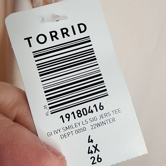 4X 26W Torrid Torrid Cream Pink Doodles Sketch Tattoo Happy Face Long Sleeve Tee - Picture 7 of 7